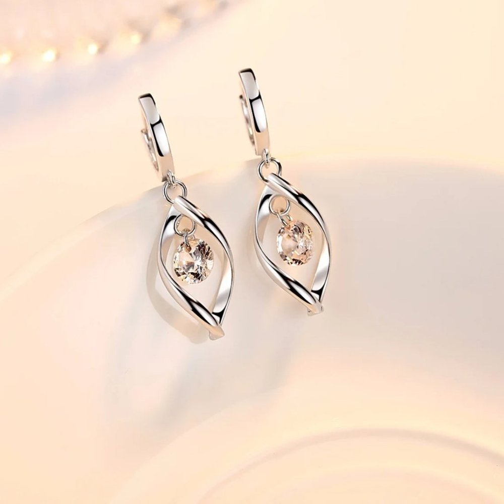 Necklace Pendant Earrings Spiral 925 Sterling Silver Set - Picture 5 of 8